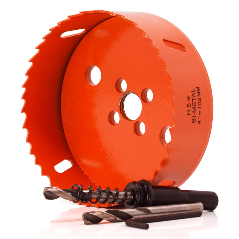 Koopi 4 inch Hole Saw for Wood Metal Plastic Drywall  HSS Bi-Metal 102mm Hole Cutter with Arbor for Easily and Smoothly Cutting 4in Holes - Image 3
